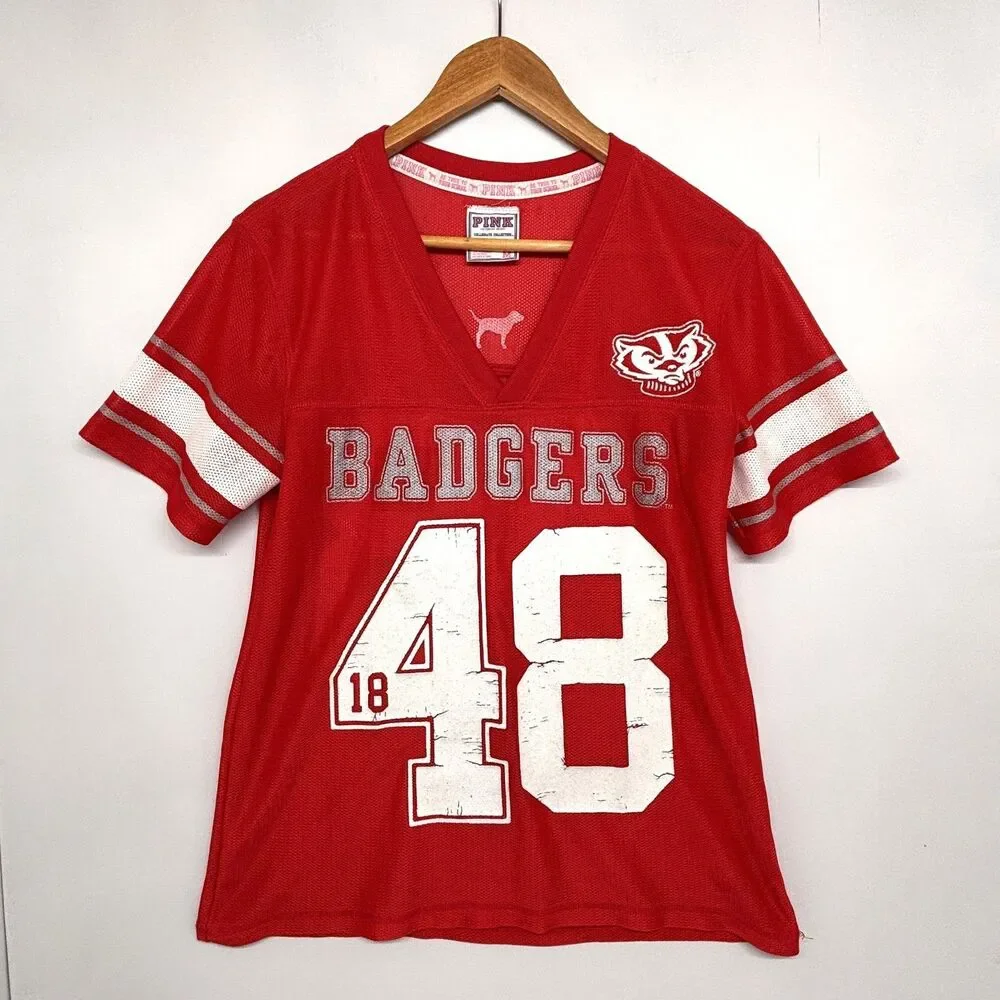 Victoria's Secret PINK Wisconsin Badgers Jersey Bucky Badger Women's Size Medium